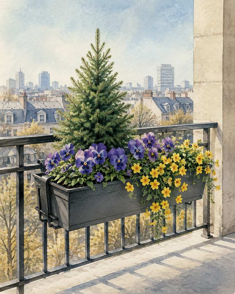 1. Build a Four-Season Backbone With Dwarf Evergreens — AI concept illustration