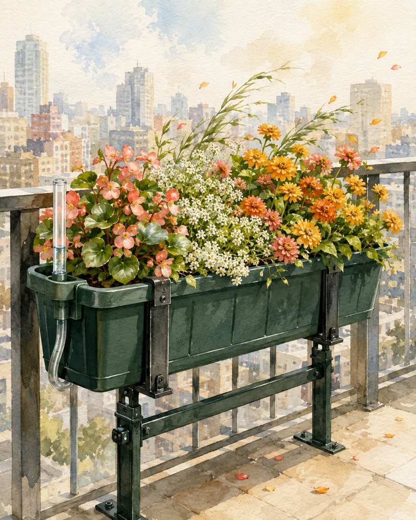 5. Pair Wind-Low Annuals With a Self-Watering Reservoir — AI concept illustration