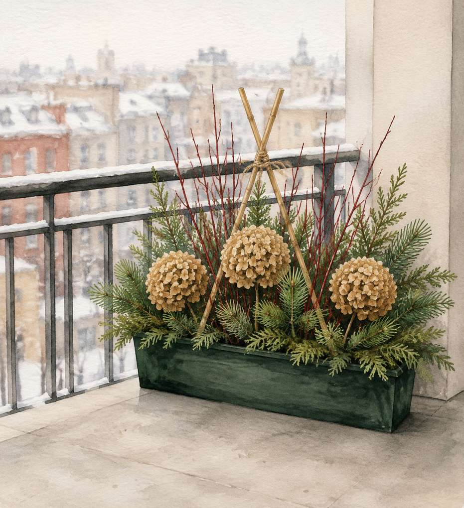 9. Dress an Empty Winter Box With Cut Branches — AI concept illustration