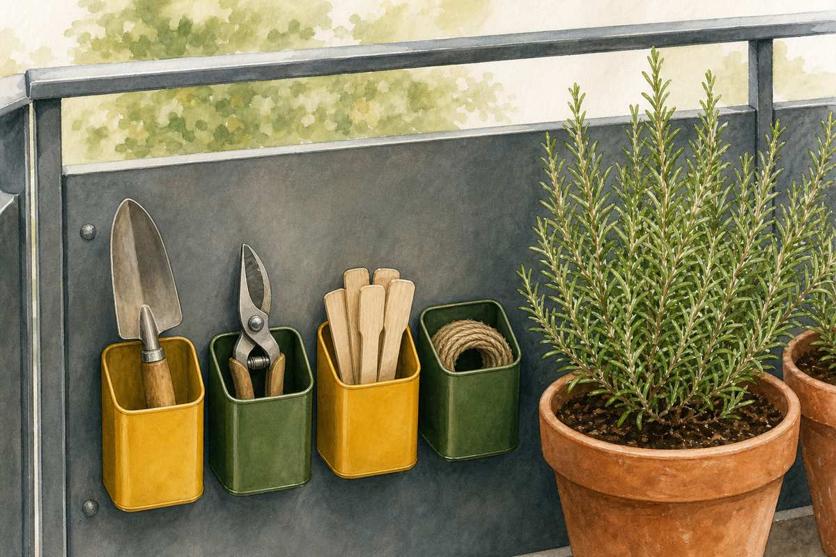 4. Use magnetic tins on a steel privacy panel — AI concept illustration