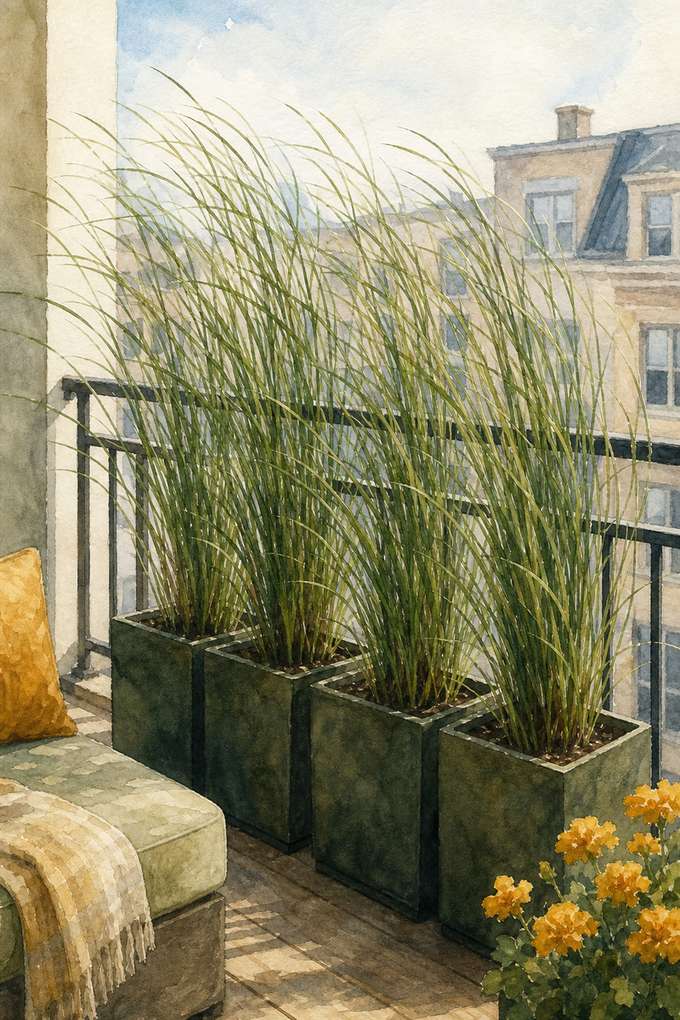 3. Use switchgrass for a screen that lets wind through — AI concept illustration