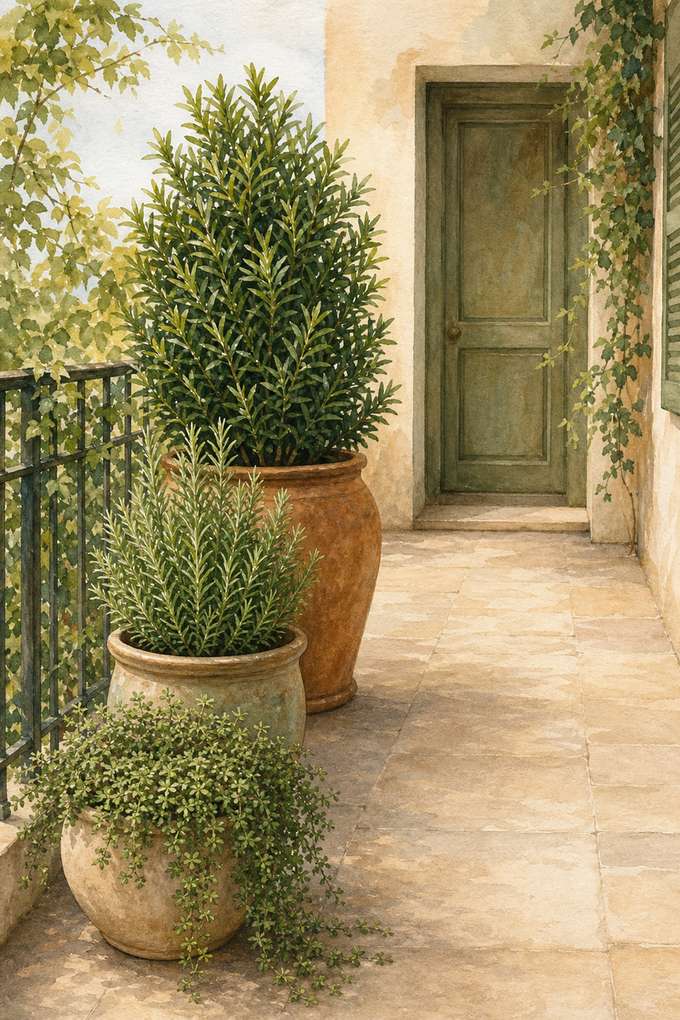 8. Stagger tall and medium pots instead of building a wall — AI concept illustration