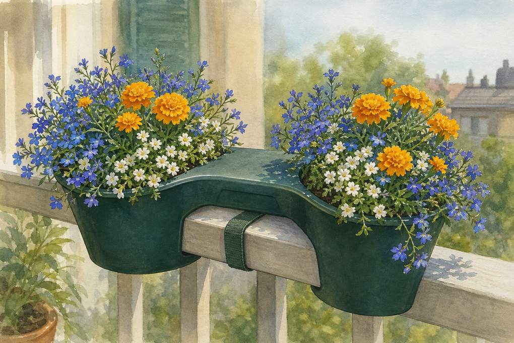 2. Use a Railing-Top Saddle Planter — AI concept illustration
