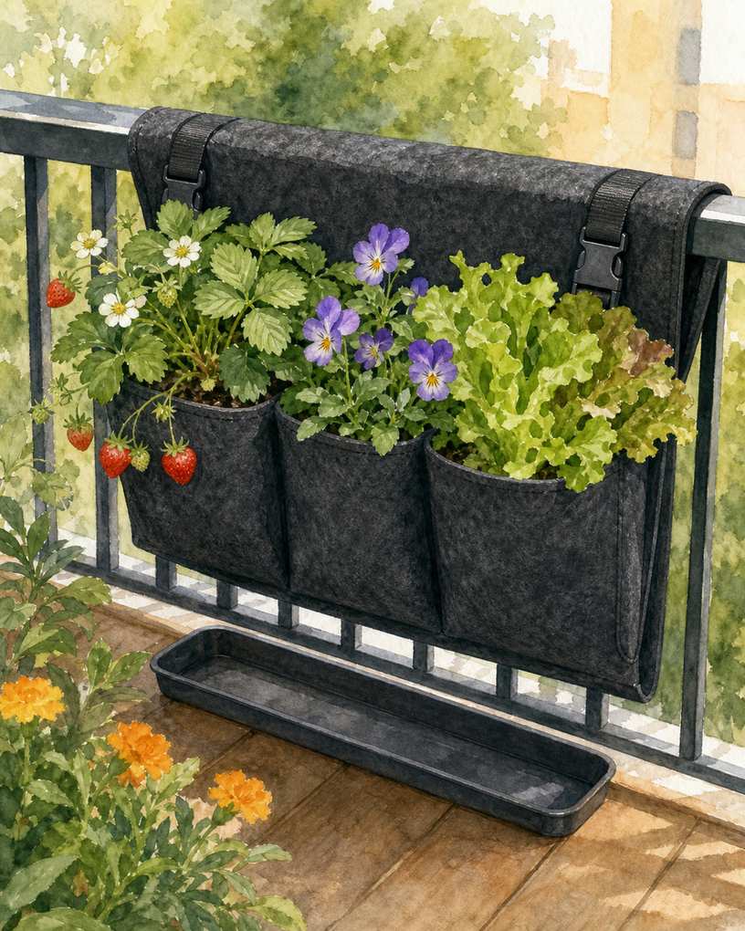 7. Wrap the Rail With a Felt Planting Pocket — AI concept illustration