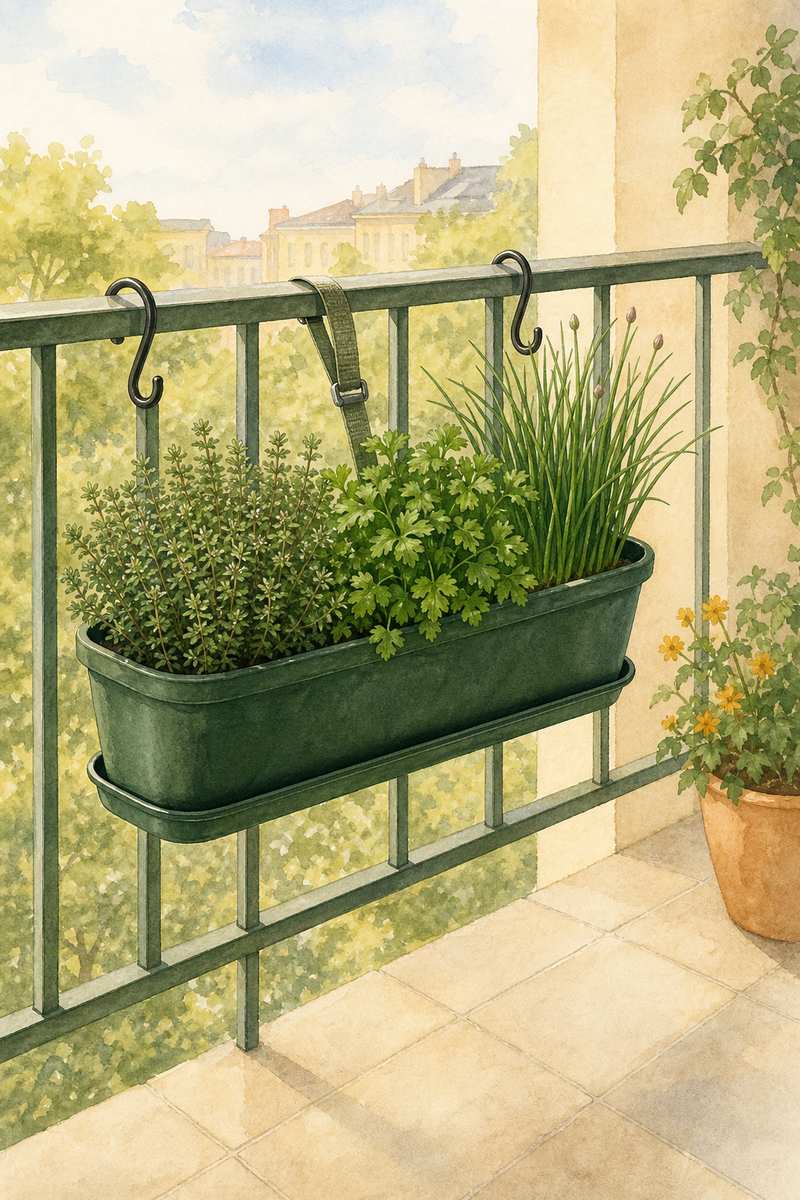8. Turn an Inward-Facing Trough Into a Herb Rail — AI concept illustration