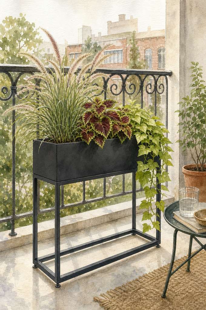 9. Fake a Rail Planter With a Freestanding Console Box — AI concept illustration