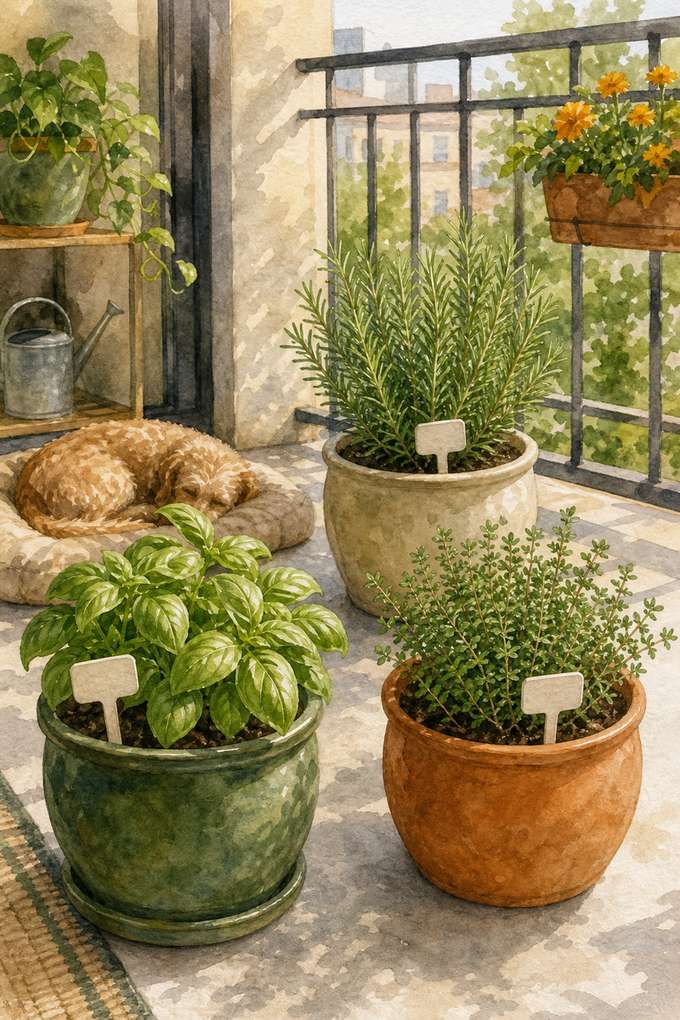 3. Plant a Pet-Safe Cooking Herb Station — AI concept illustration