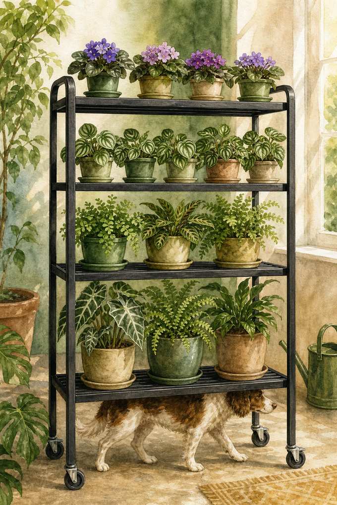 6. Use a Locked Shelf for Small Pet-Safe Pots — AI concept illustration