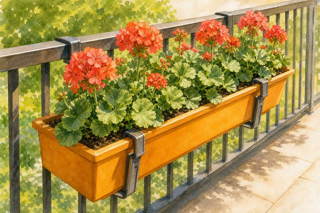 4. Zonal geraniums for color in compact pots — AI concept illustration