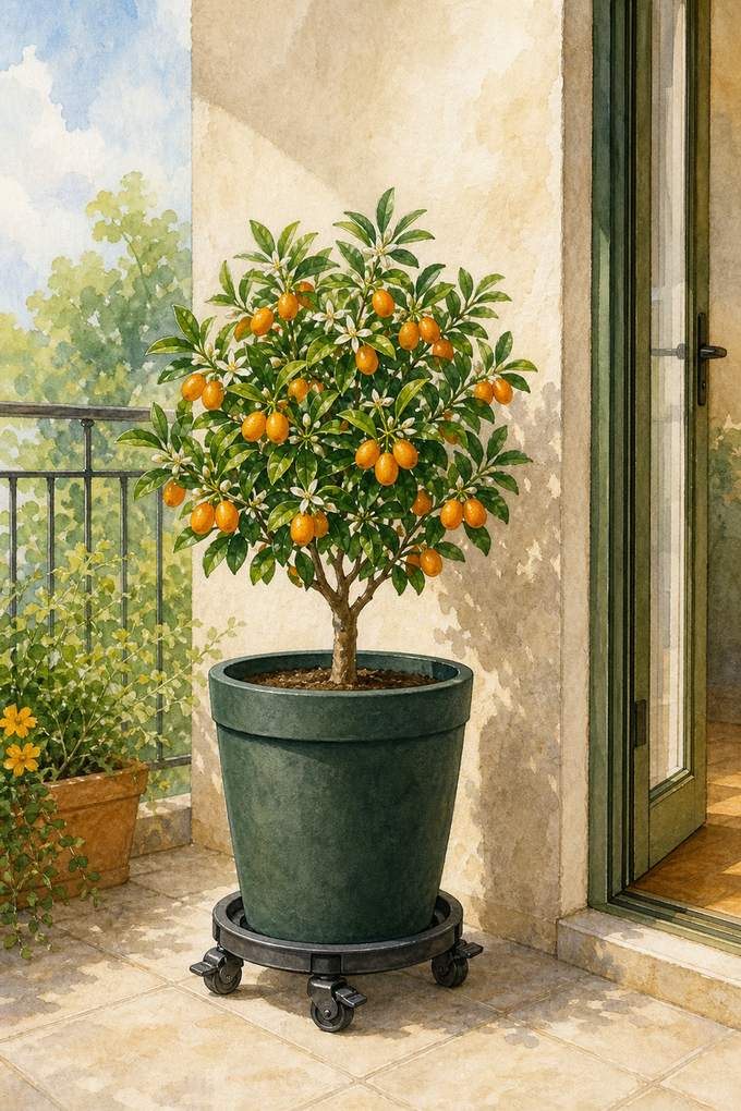 9. A dwarf kumquat for an edible sunny anchor — AI concept illustration