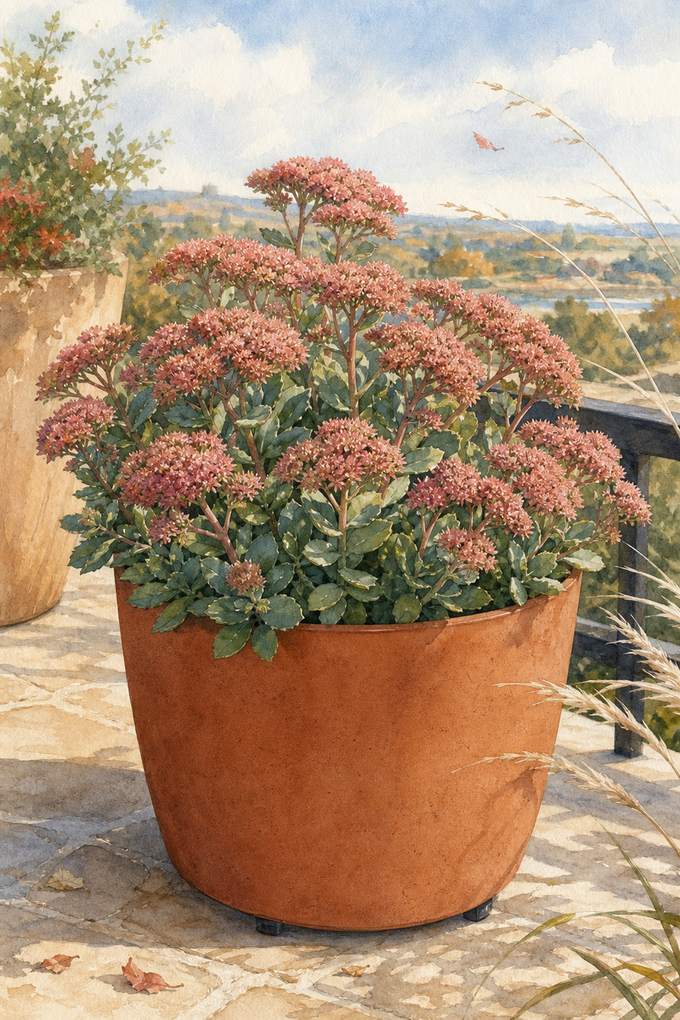 3. Use Upright Sedum for Flowers Without Fragile Stems — AI concept illustration
