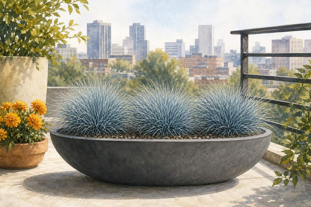7. Fill a Low Bowl With Blue Fescue — AI concept illustration