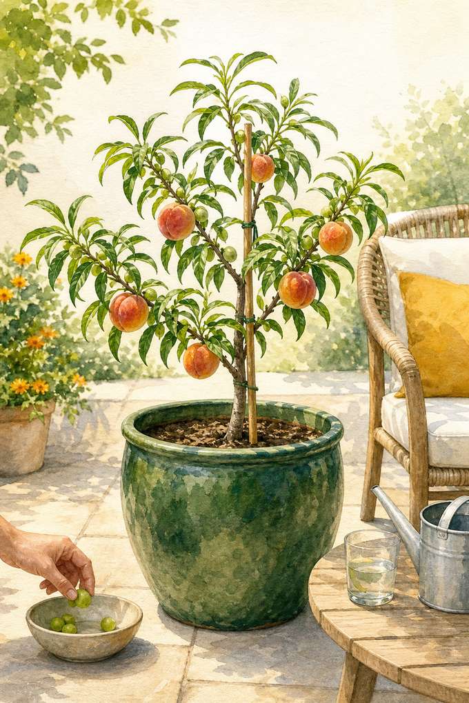 3. Bonanza genetic-dwarf peach — AI concept illustration