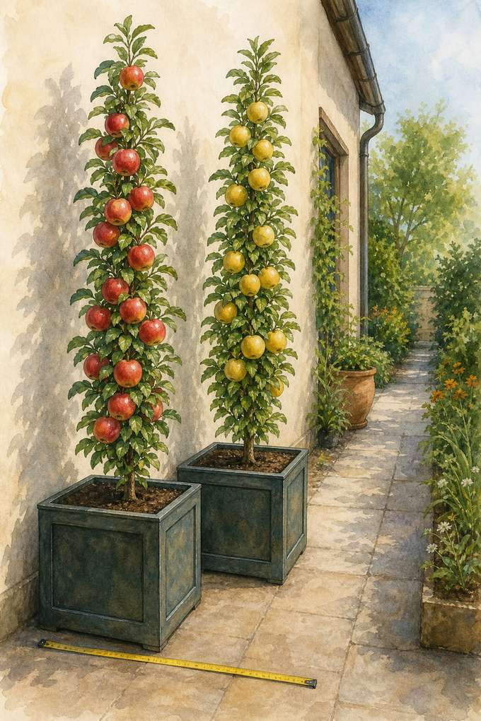 4. Two columnar apples in a narrow footprint — AI concept illustration