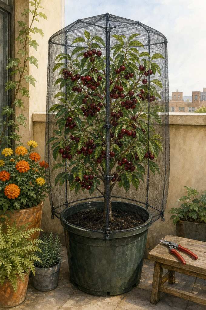 5. Compact Stella cherry with one-tree pollination — AI concept illustration