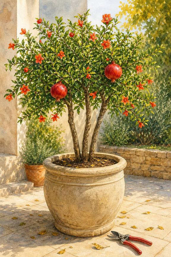 7. Wonderful pomegranate pruned as a small tree — AI concept illustration