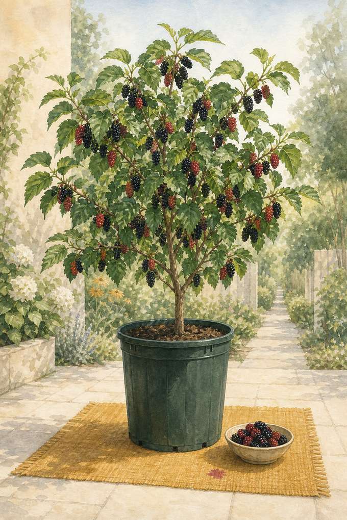 8. Dwarf Everbearing mulberry for quick crops — AI concept illustration