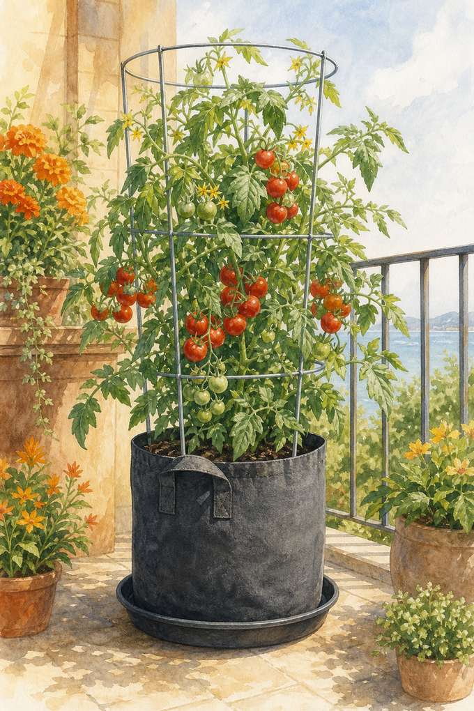 1. Grow cherry tomatoes in one deep pot — AI concept illustration