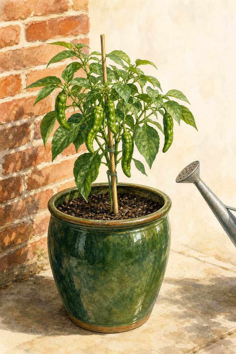 4. Give one pepper plant a warm 5-gallon home — AI concept illustration