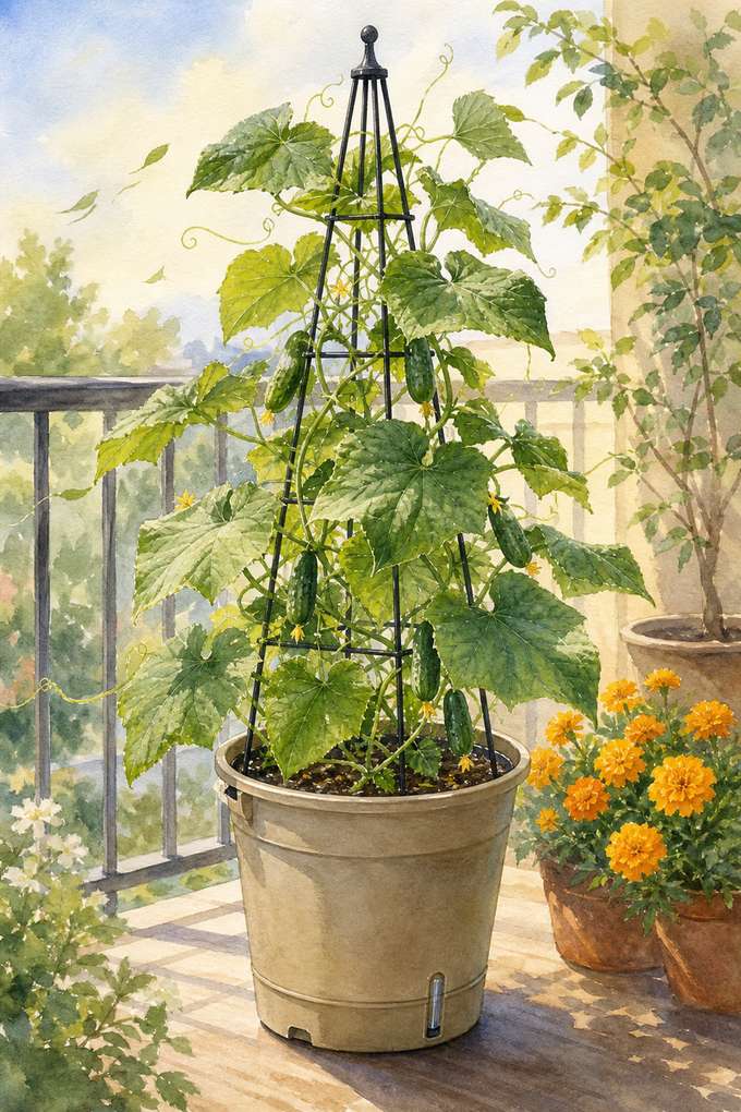 9. Try a patio cucumber only if you can add support — AI concept illustration