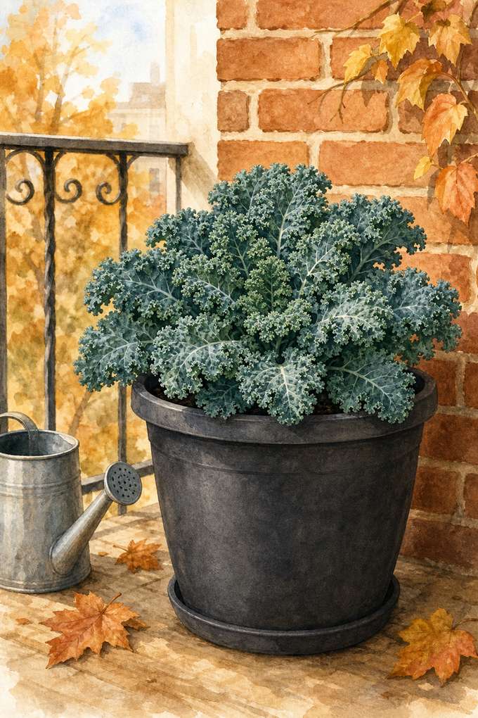 1. Grow Dwarf Kale in a 5-Gallon Pot — AI concept illustration