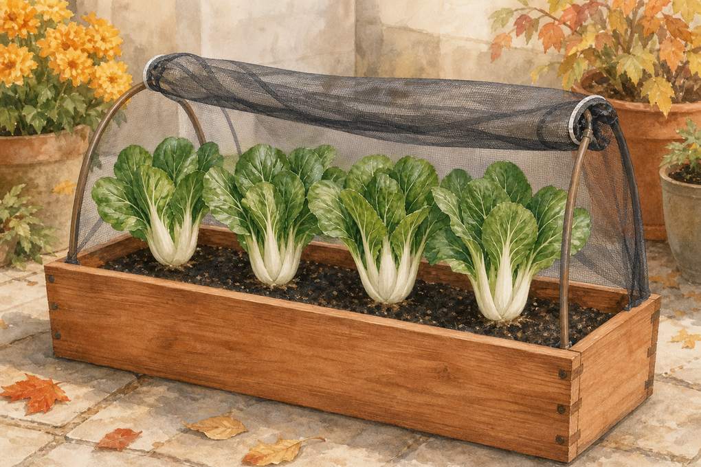 8. Plant Baby Bok Choy in a Rectangular Trough — AI concept illustration