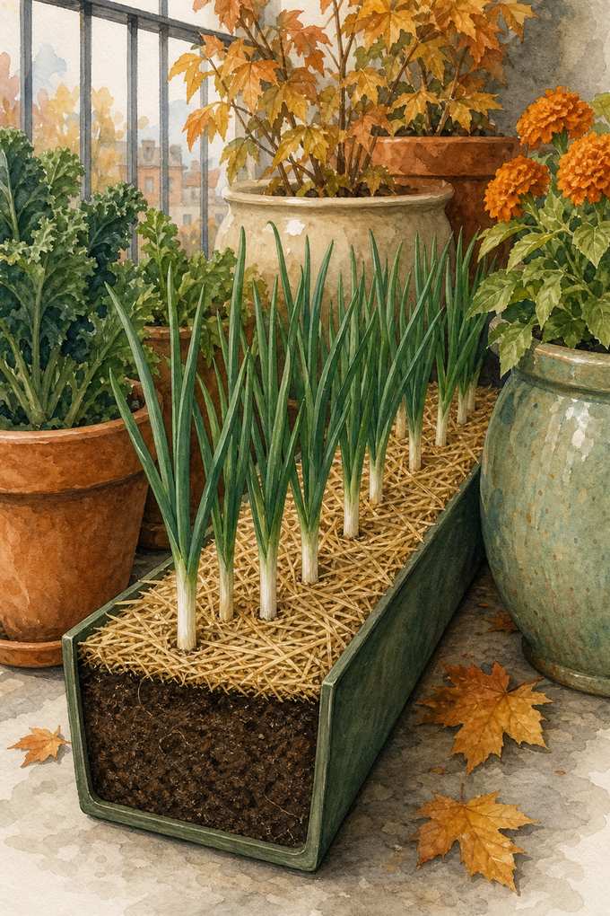 9. Tuck Scallions Into a Narrow 8-Inch-Deep Planter — AI concept illustration