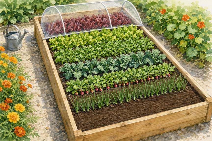 4. Use a 3-by-6 Bed for Cut-and-Come-Again Salads — AI concept illustration
