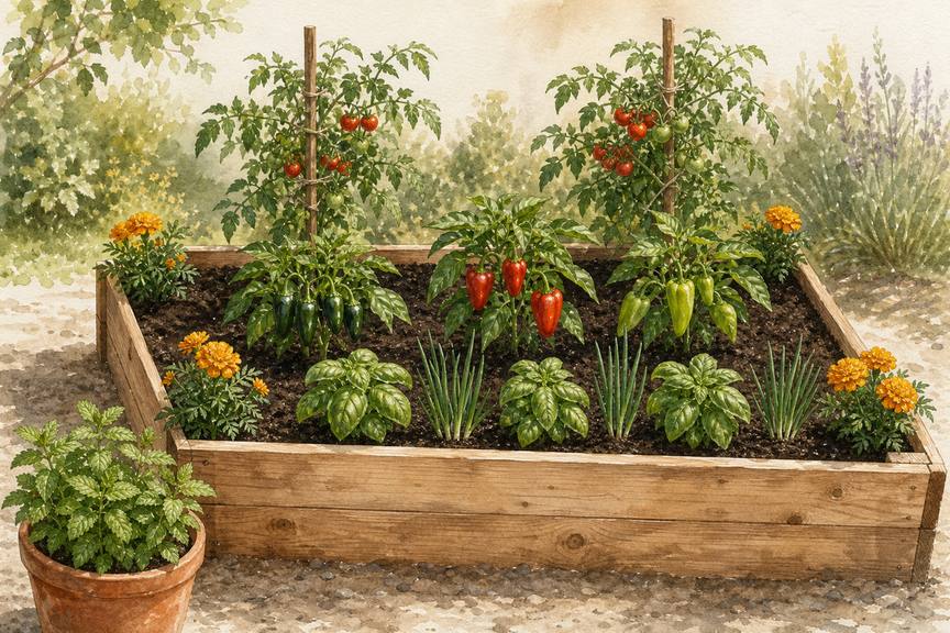 5. Plant a 4-by-6 Salsa Bed With Tomatoes at the Back — AI concept illustration