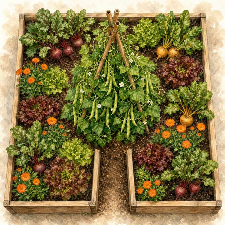 6. Give Climbing Beans the Center of a Keyhole Bed — AI concept illustration
