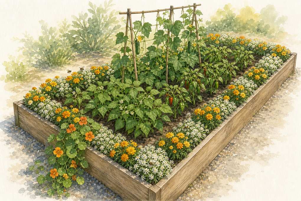 8. Reserve One Sunny Edge for Flowers and Beneficial Insects — AI concept illustration
