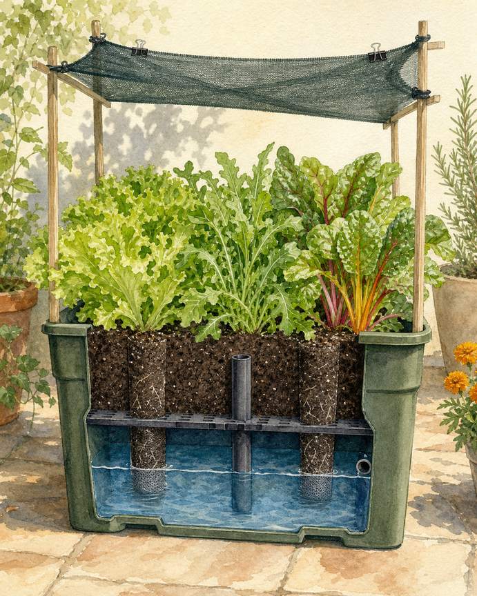 6. Make a lidded wicking tote for heat-protected salad greens — AI concept illustration