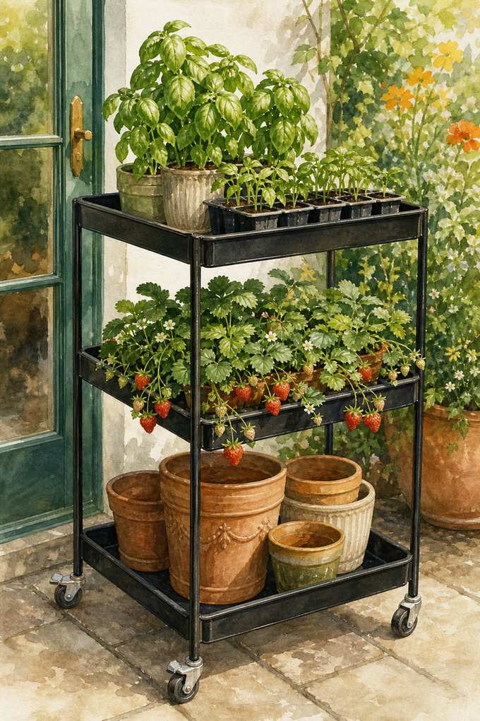 5. Turn a Utility Cart Into a Rolling Plant Wall — AI concept illustration