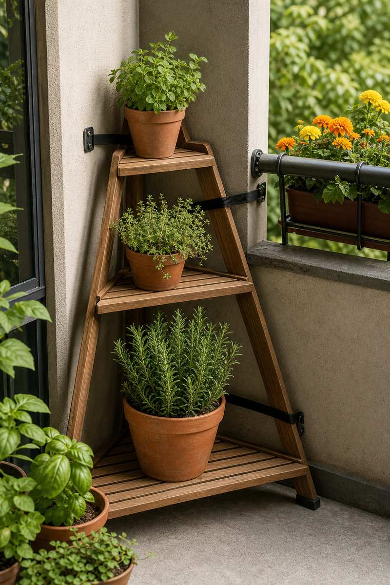 9. Anchor a Corner Rack for Windy Balconies — AI concept illustration