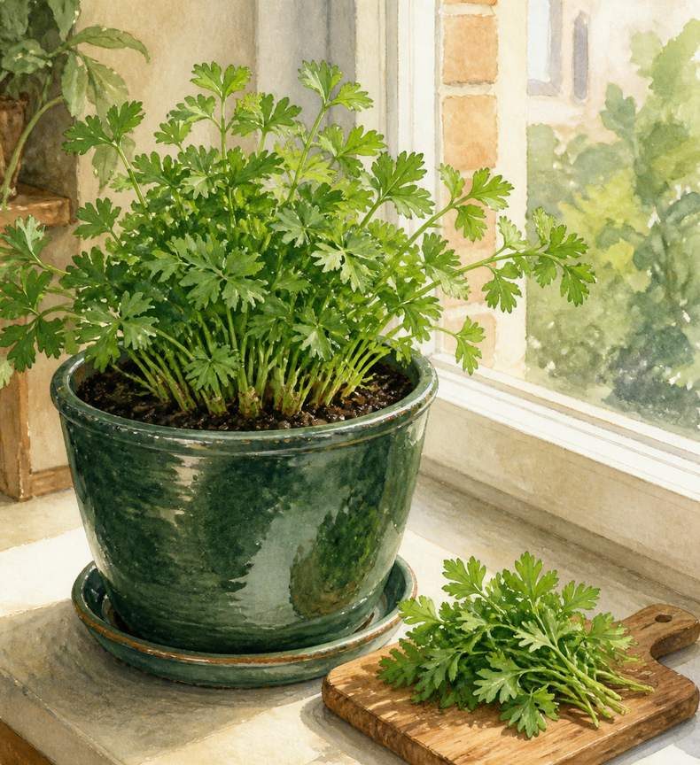 2. Flat-Leaf Parsley: Take the Outer Stems First — AI concept illustration