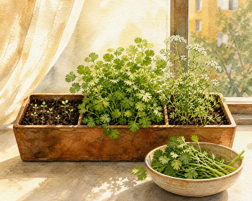 5. Cilantro: Sow Short Rows for a Rolling Harvest — AI concept illustration