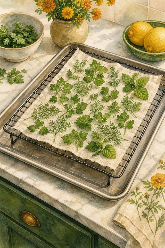 1. Turn a Cooling Rack into a Drawer-Top Drying Tray — AI concept illustration