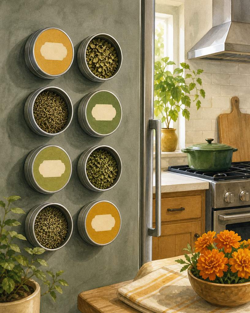 4. Build a Magnetic Jar Row on the Refrigerator Side — AI concept illustration
