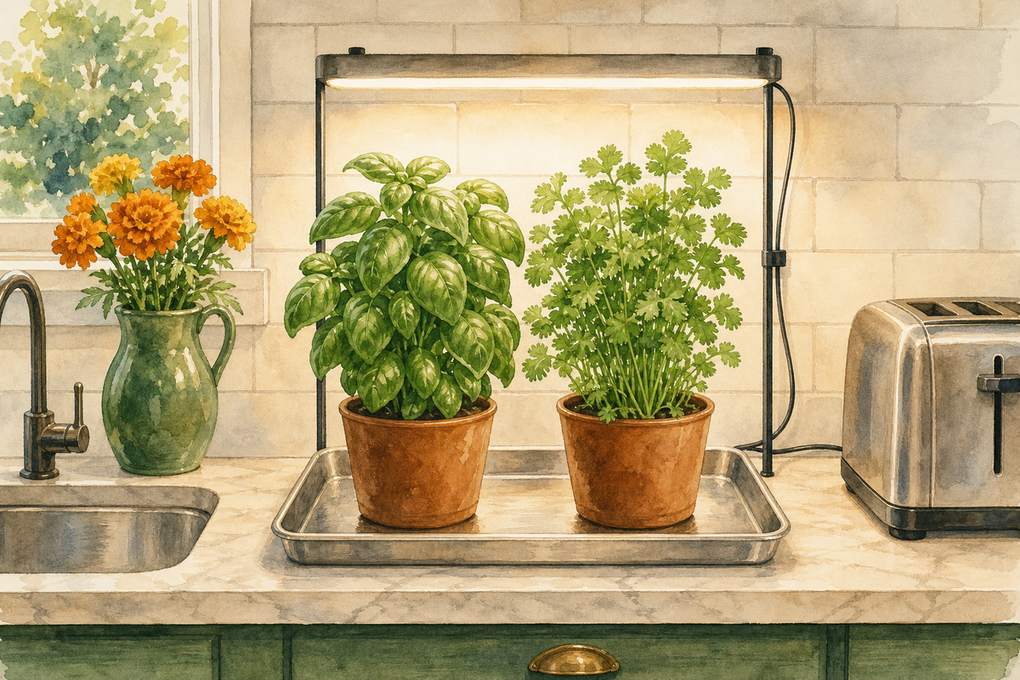 2. Build a One-Foot Countertop Grow-Light Station — AI concept illustration