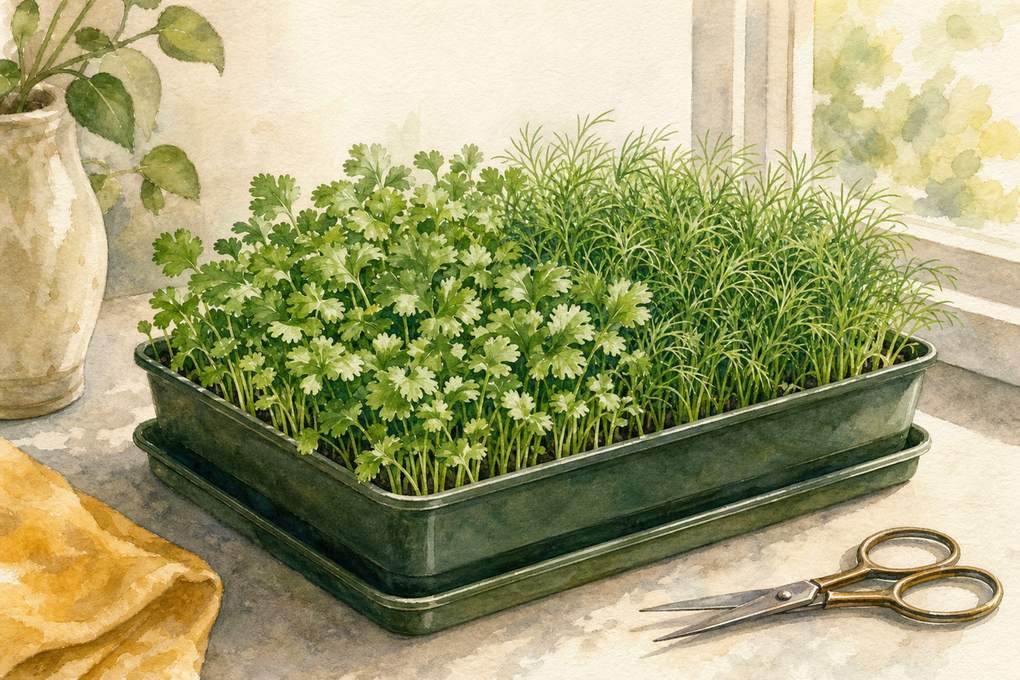 4. Grow Micro Herbs in a Shallow Produce Tray — AI concept illustration