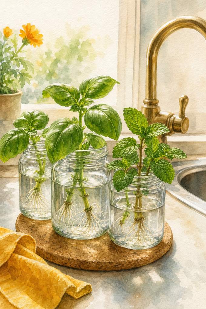 6. Start a Sink-Side Herb Cutting Station — AI concept illustration