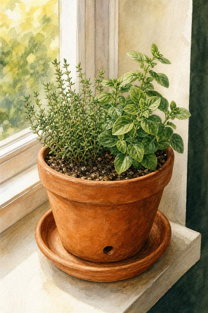 9. Share One Pot Between Mediterranean Herbs — AI concept illustration