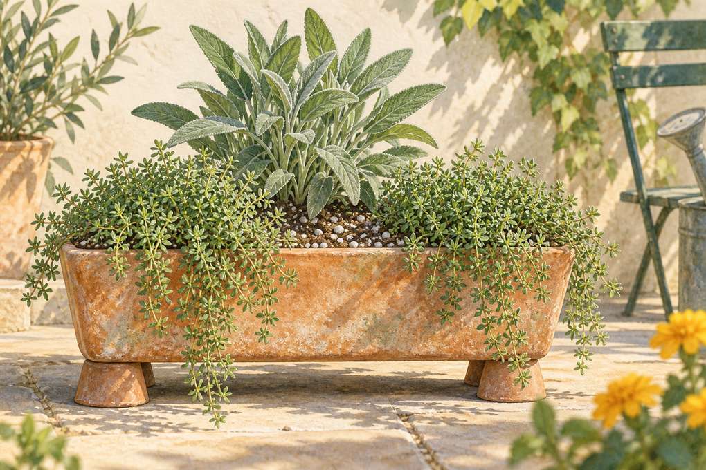 7. Pair Sage and Thyme in a Dry-Side Trough — AI concept illustration