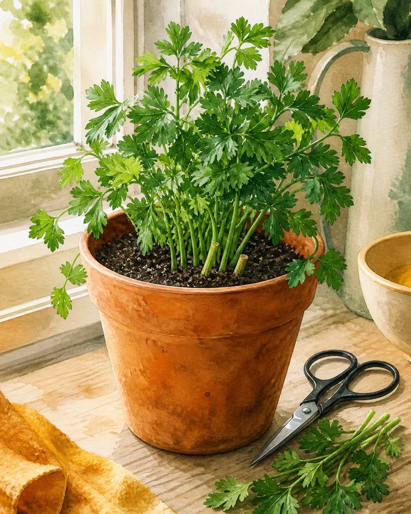 2. Grow flat-leaf parsley where temperatures stay cool — AI concept illustration