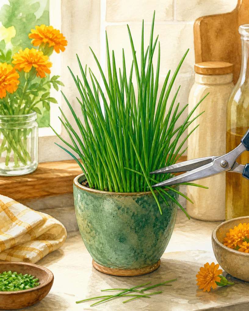3. Snip chives lightly instead of giving them a buzz cut — AI concept illustration
