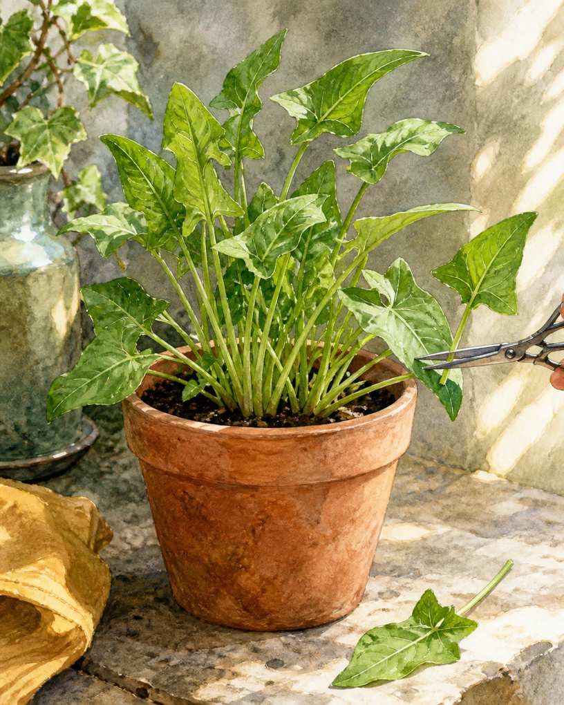 7. Harvest baby sorrel from a deeper pot — AI concept illustration