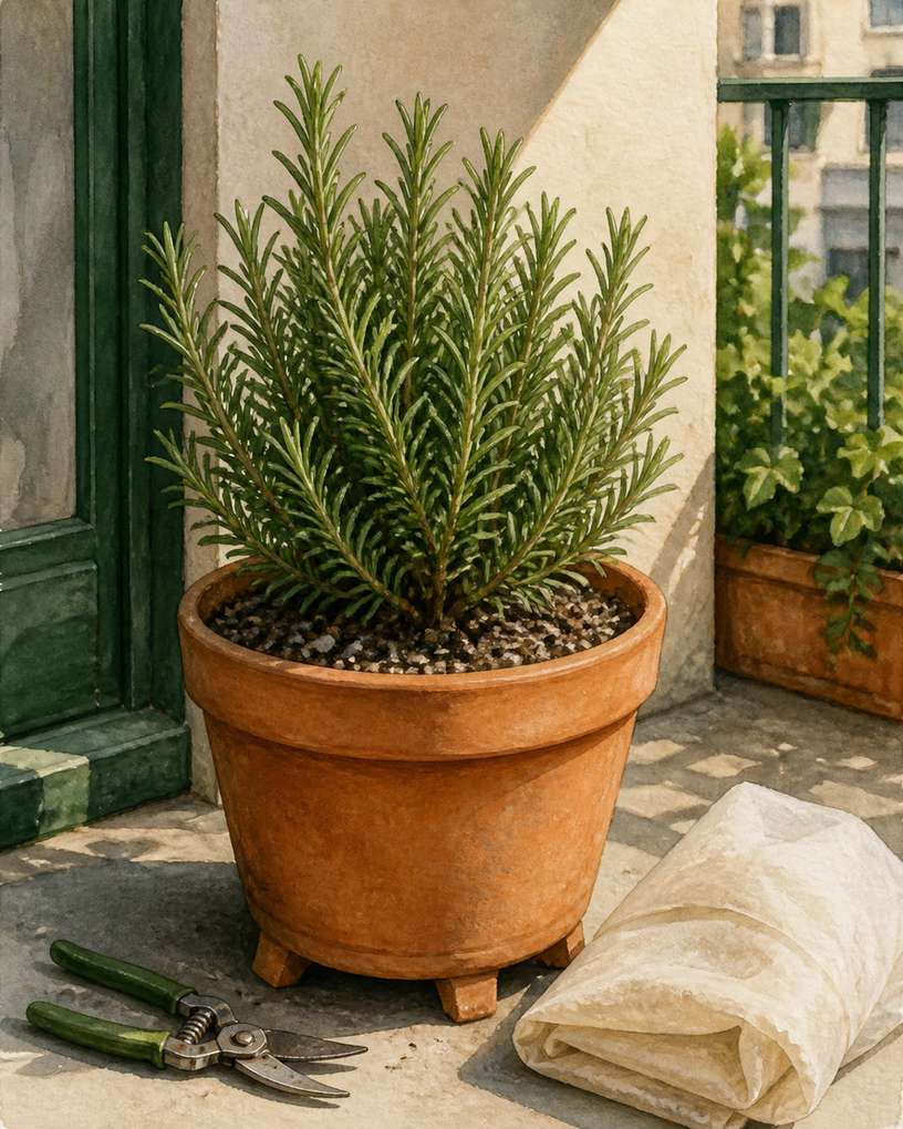1. Choose a cold-tough rosemary such as 'Arp' — AI concept illustration