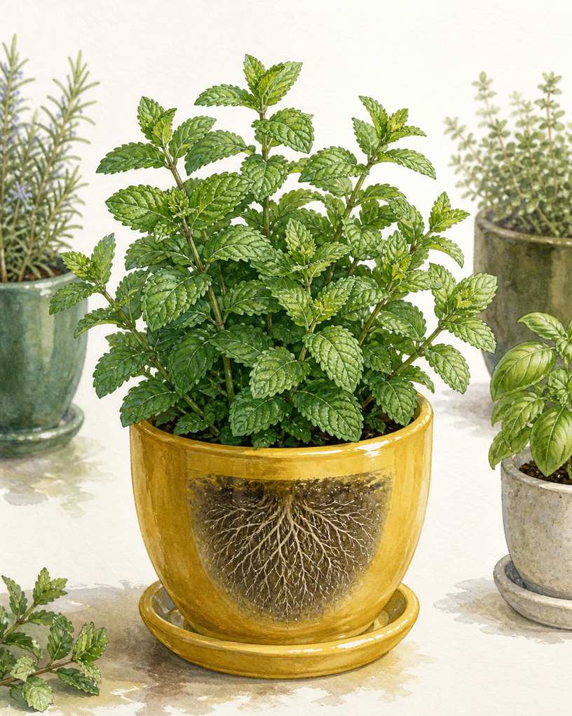 6. Confine spearmint before it reaches another pot — AI concept illustration