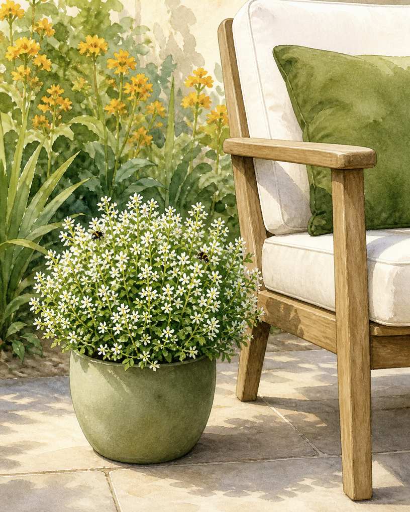 2. Lesser calamint for a contained cloud of flowers — AI concept illustration