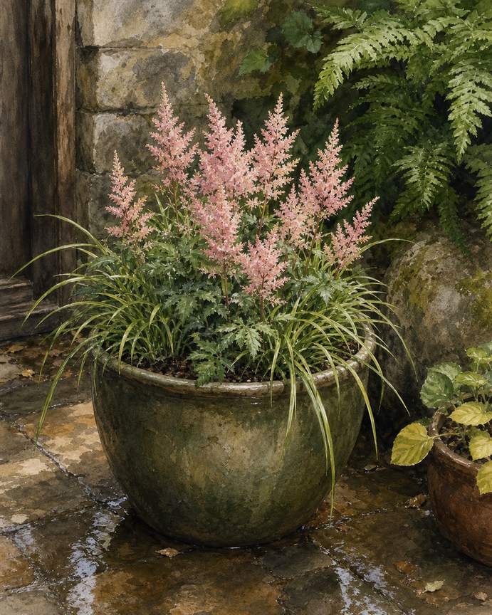 8. Fill the Damp Corner With Astilbe and Carex — AI concept illustration